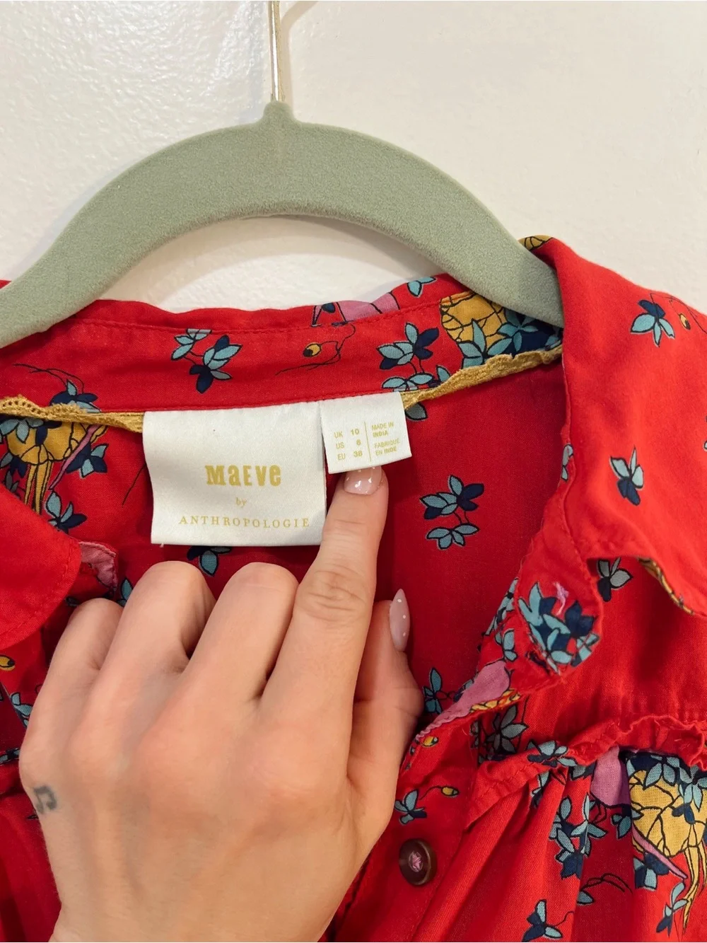 Anthropologie X Maeve Red Fredricka Button Down Top